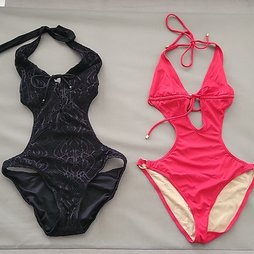 Pair Of One Piece Swimsuits With Side Cutouts Sz XS, S